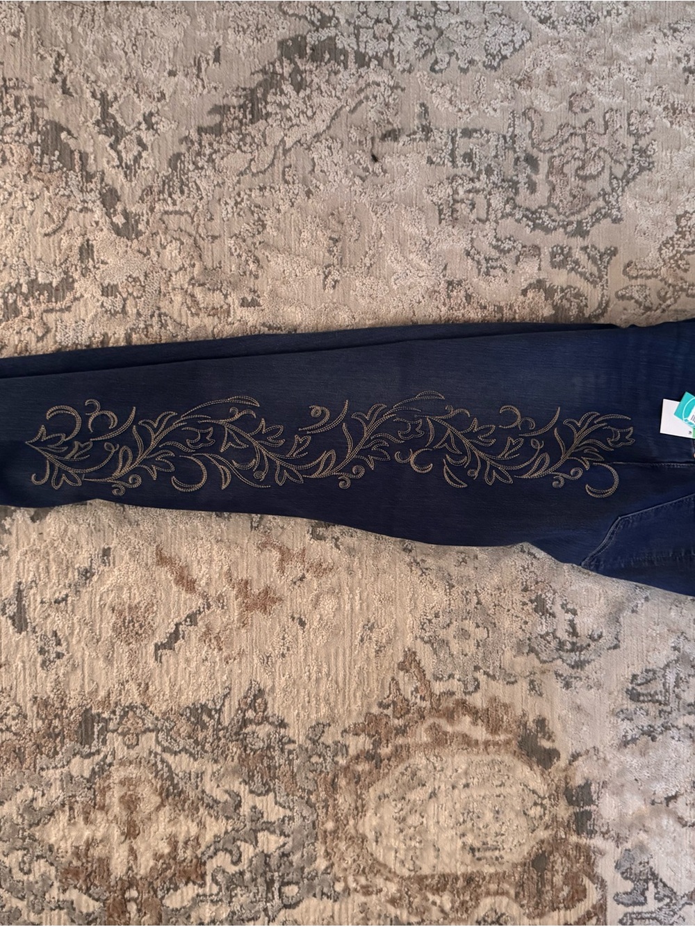 Democracy Navy Ankle Jeans with Gold Side Embroidery - Picture 2 of 9